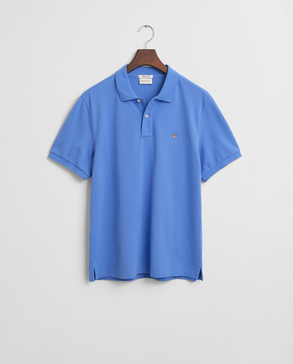 Polo Piqué com Escudo Bordado no Peito Tamanhos Grandes Azul-4