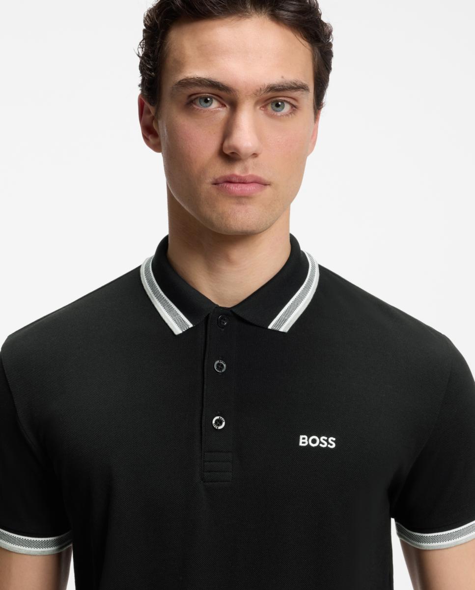 Polo manga corta de hombre tallas grandes - Boss - Azul Negro-4