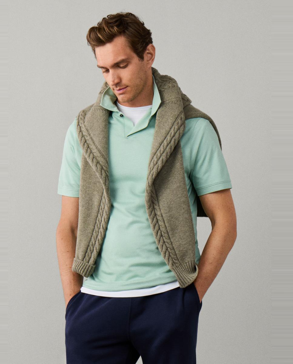 Polo de de hombre travel de piqué de lyocell tallas grandes - Hackett - Verde Agua Verde Agua-3