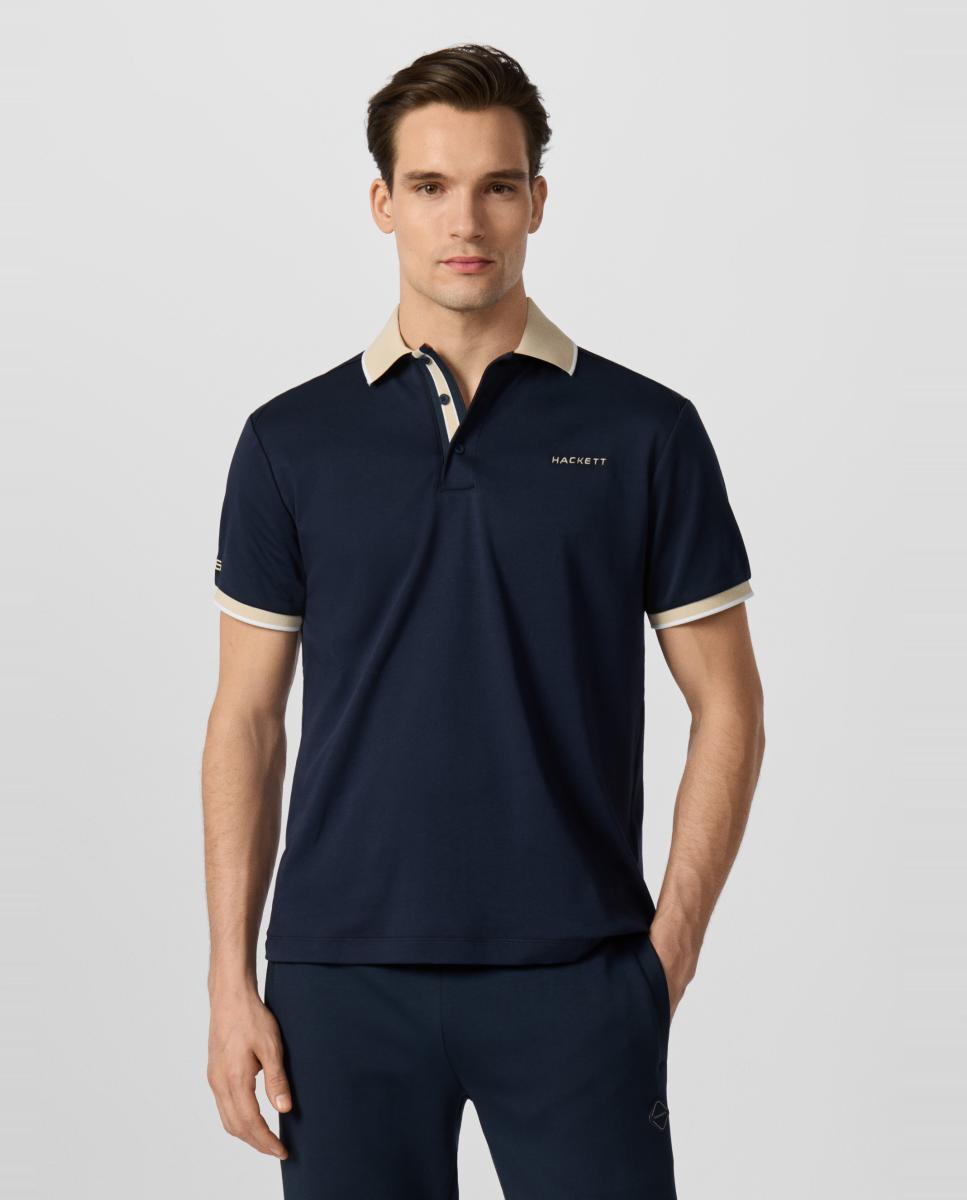 Polo de hombre manga corta con cuello y tapeta en contraste tallas grandes - Hackett - Azul marino Azul marino-1
