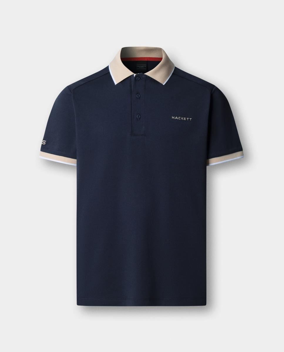 Polo de hombre manga corta con cuello y tapeta en contraste tallas grandes - Hackett - Azul marino Azul marino-4