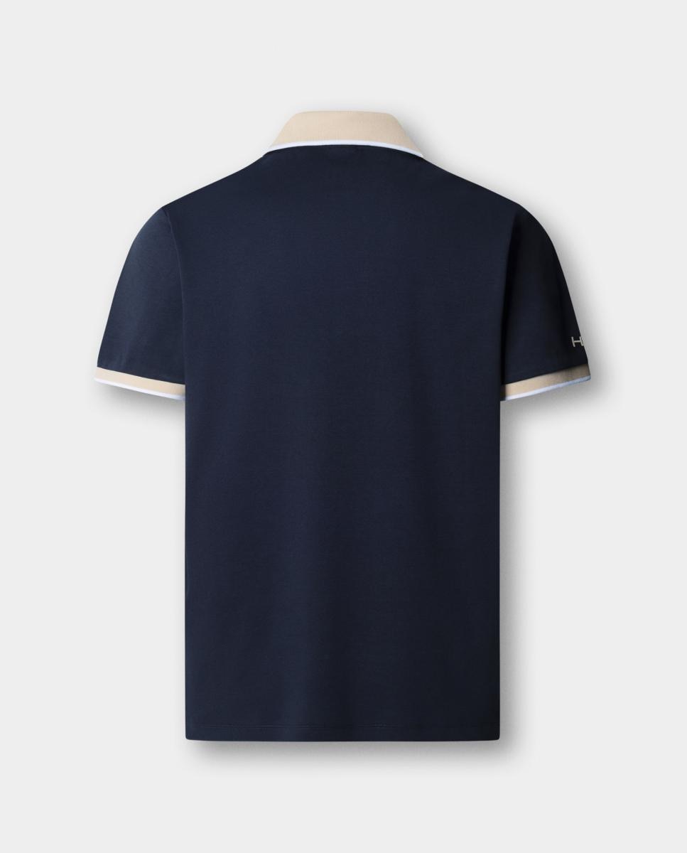 Polo de hombre manga corta con cuello y tapeta en contraste tallas grandes - Hackett - Azul marino Azul marino-5