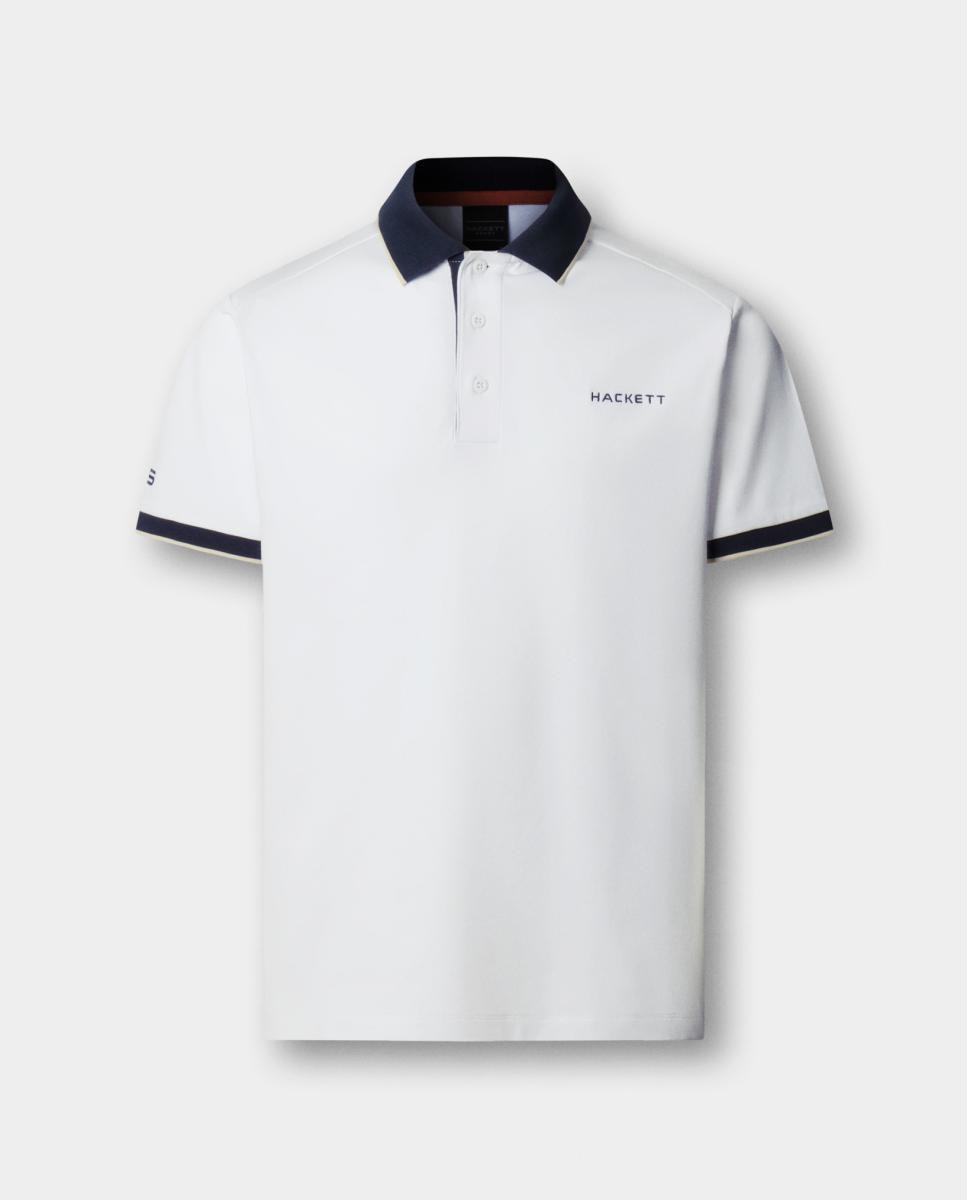 Polo de Manga Curta com Colarinho e Carcela em Contraste Tamanhos Grandes Branco-4