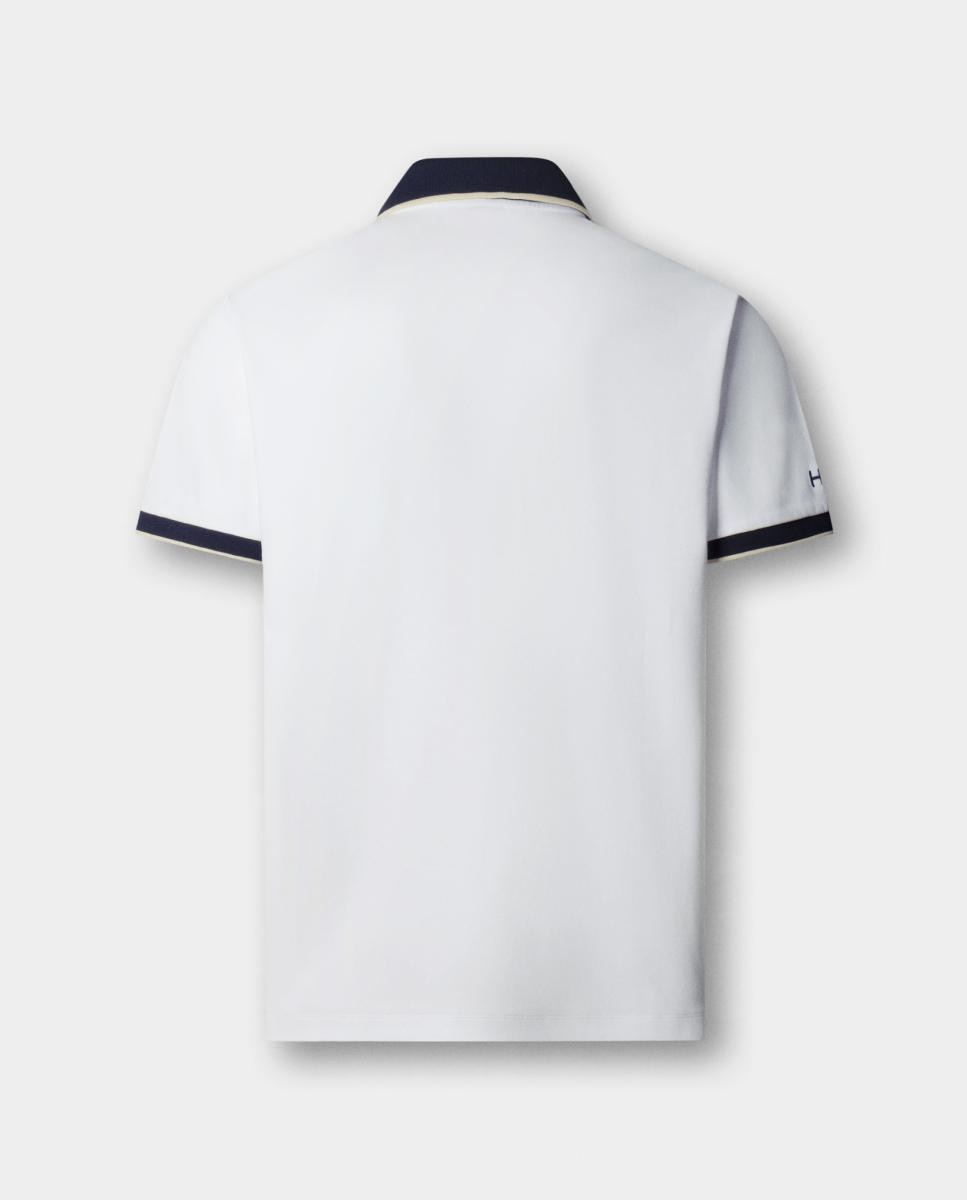 Polo de Manga Curta com Colarinho e Carcela em Contraste Tamanhos Grandes Branco-5