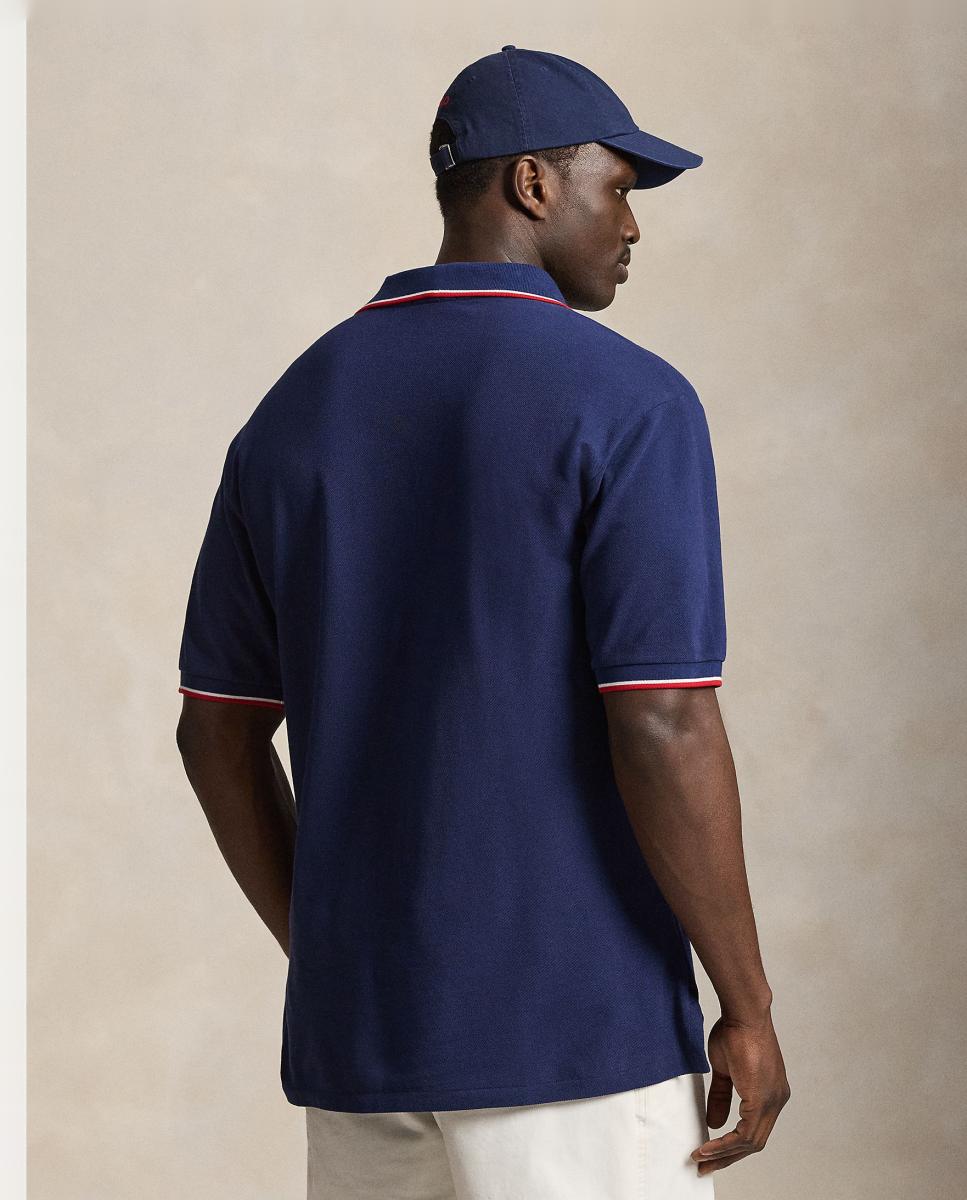 Polo de Homem Regular Fit com Debrum em Contraste, Tamanhos Grandes Azul-marinho-3