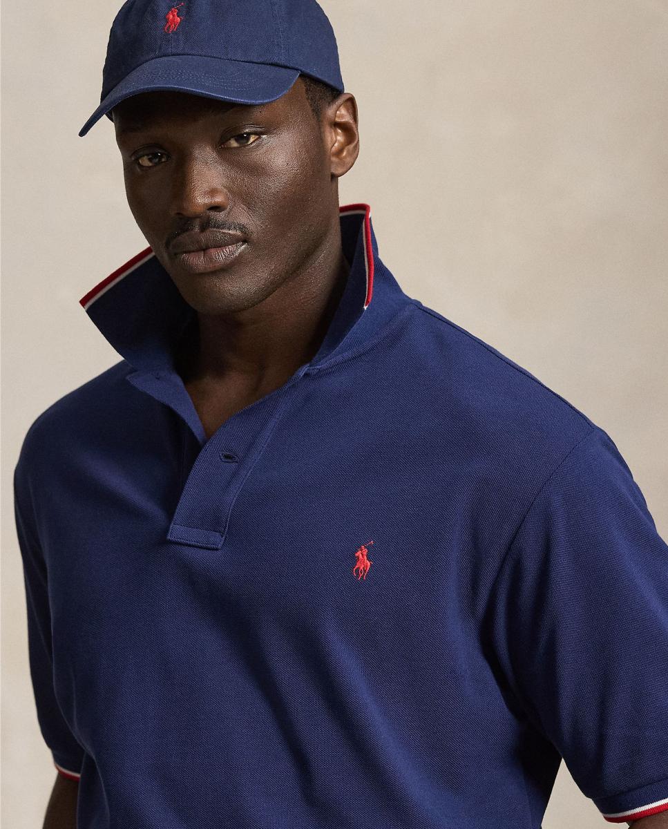 Polo de Homem Regular Fit com Debrum em Contraste, Tamanhos Grandes Azul-marinho-4