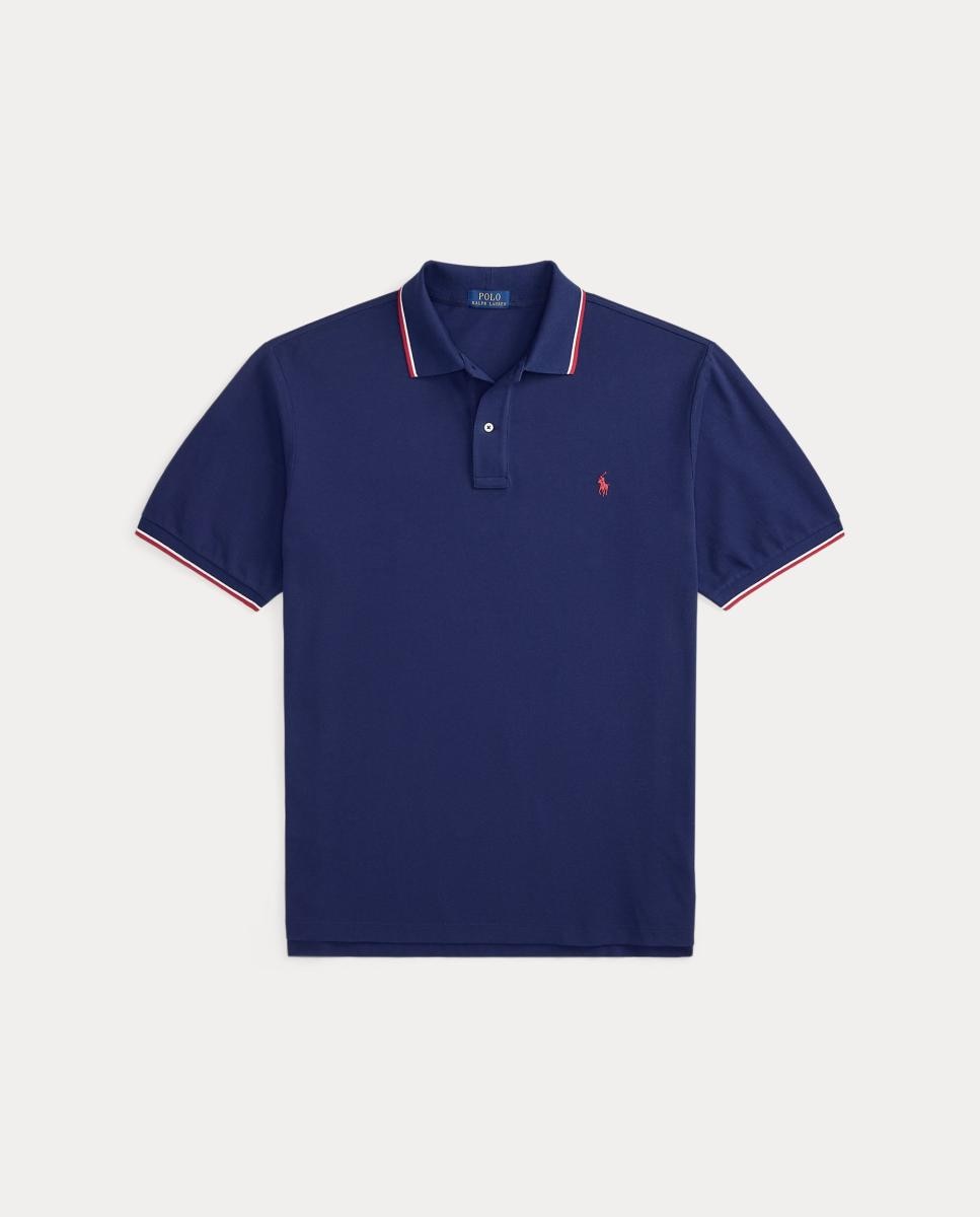Polo de Homem Regular Fit com Debrum em Contraste, Tamanhos Grandes Azul-marinho-5
