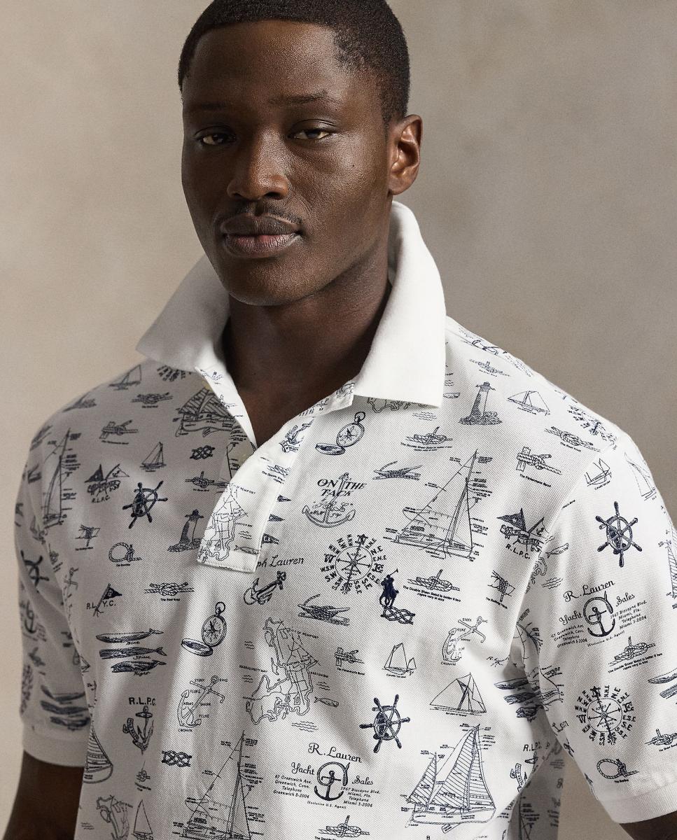 Polo de Homem Regular Fit Estampado, Tamanhos Grandes Branco-4