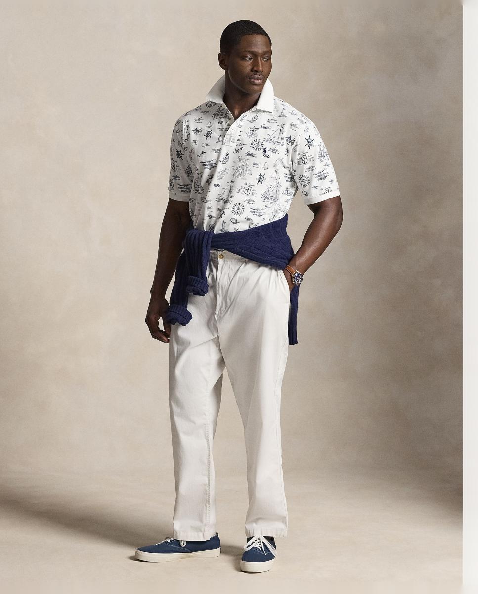 Polo de Homem Regular Fit Estampado, Tamanhos Grandes Branco-6