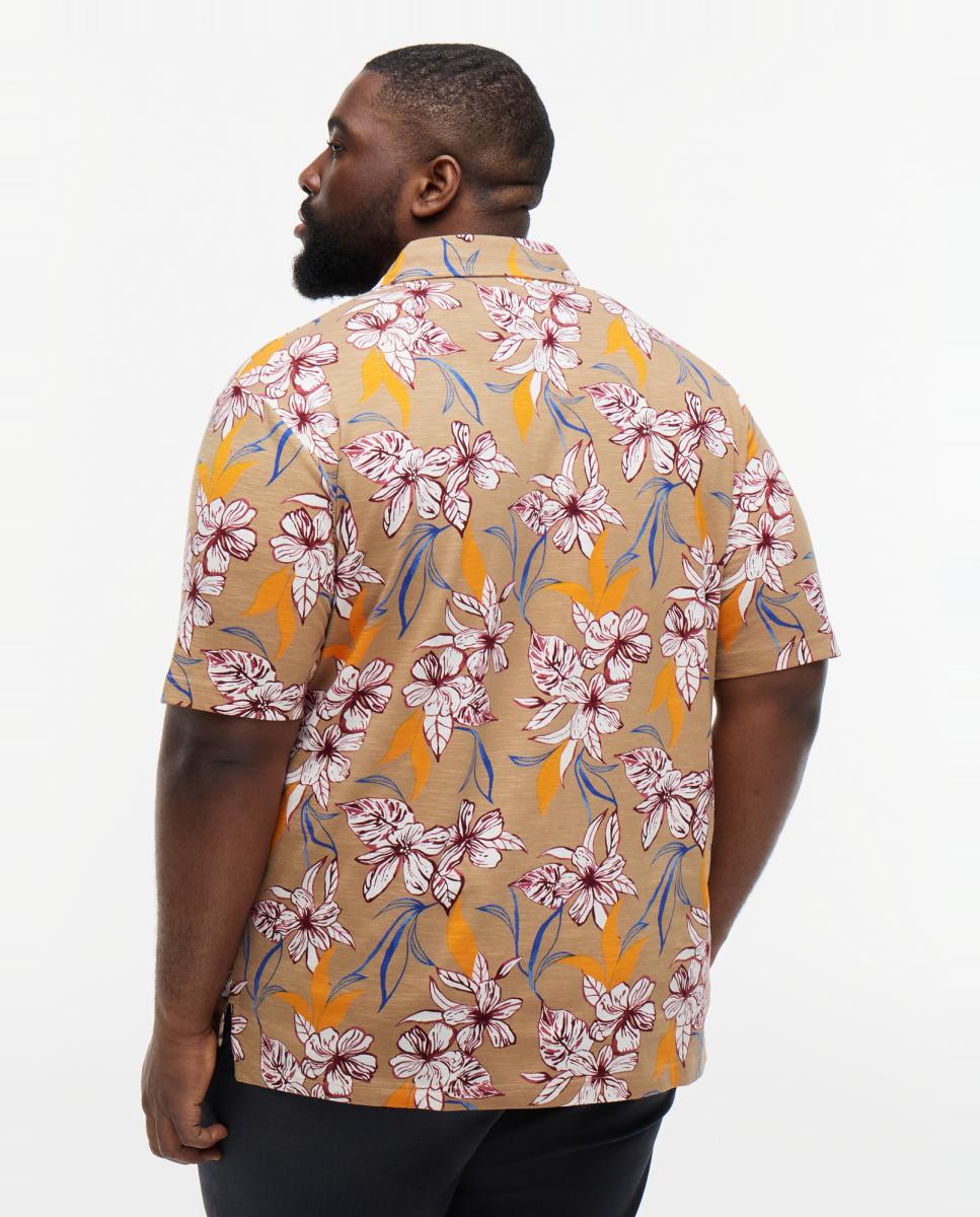 Polo Estampado com Manga Curta Tamanhos Grandes Bege-2