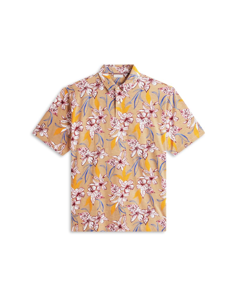 Polo Estampado com Manga Curta Tamanhos Grandes Bege-4
