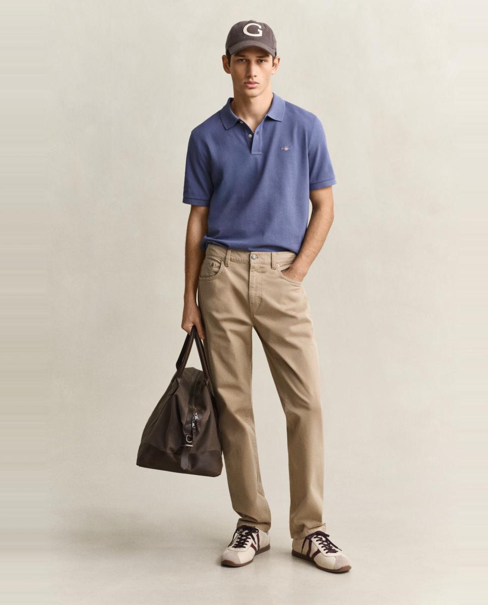 Polo piqué hombre talla grande preppy essentials - Azul Azul-5