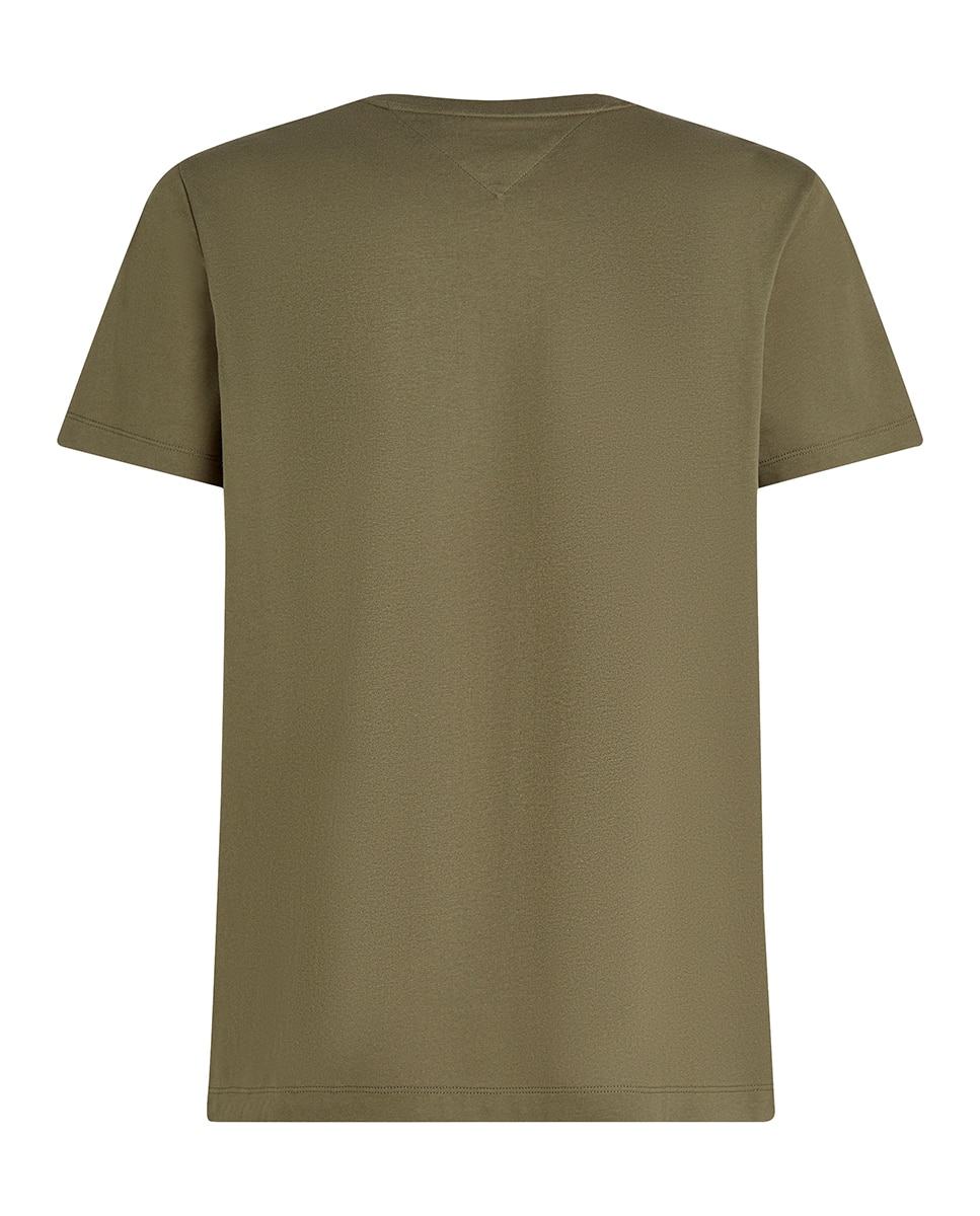 T-shirt Lisa de Manga Curta Tamanhos Grandes Verde-militar-5