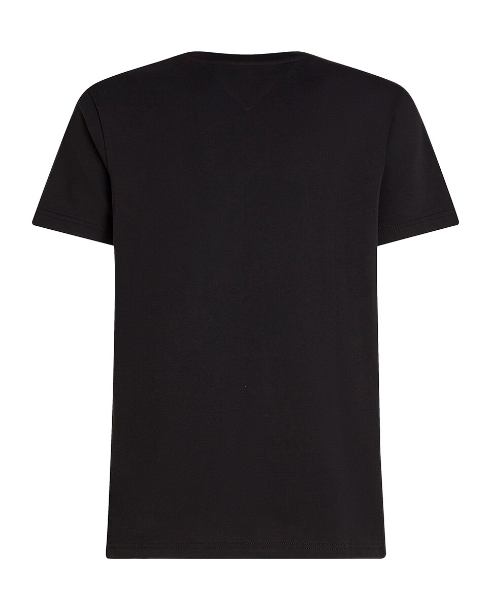 T-shirt de Manga Curta com Branding Bordado no Peito Tamanhos Grandes Preto-5