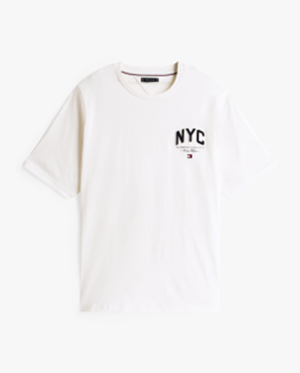 T-shirt de Manga Curta com Branding Bordado no Peito Tamanhos Grandes Creme-4
