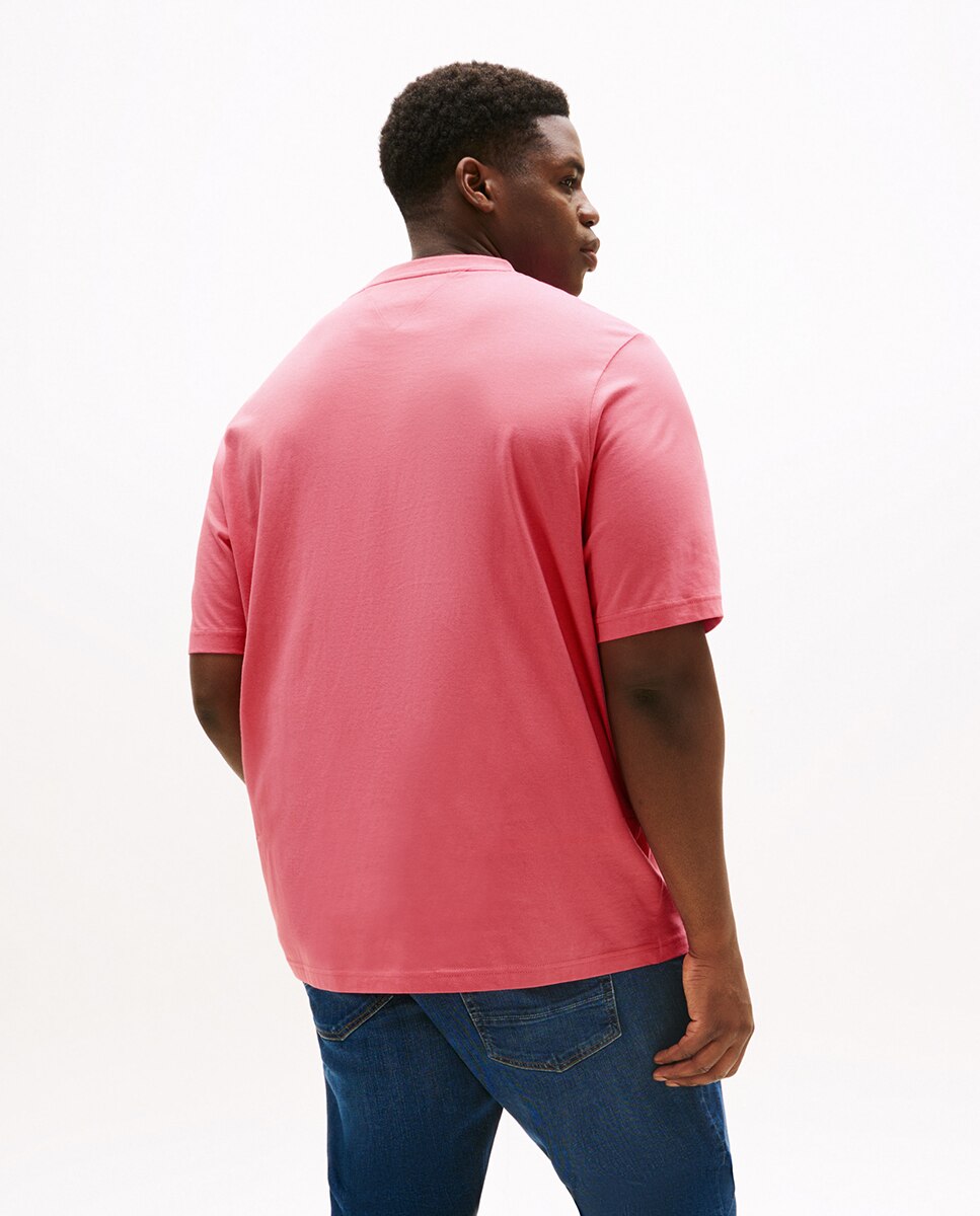 T-shirt de Manga Curta com Branding Combinado Tamanhos Grandes Rosa-2