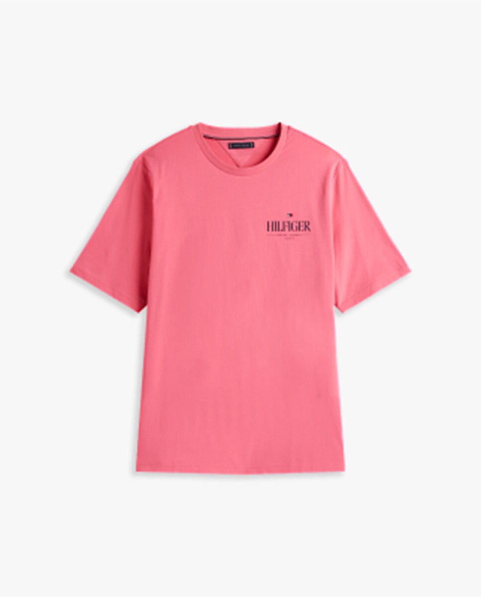 T-shirt de Manga Curta com Branding Combinado Tamanhos Grandes Rosa-4