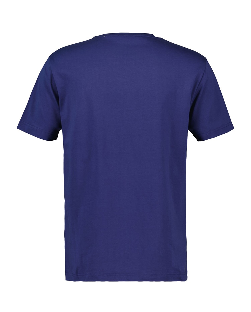 T-shirt de Algodão com Ilustração no Peito Tamanhos Grandes Azul-2