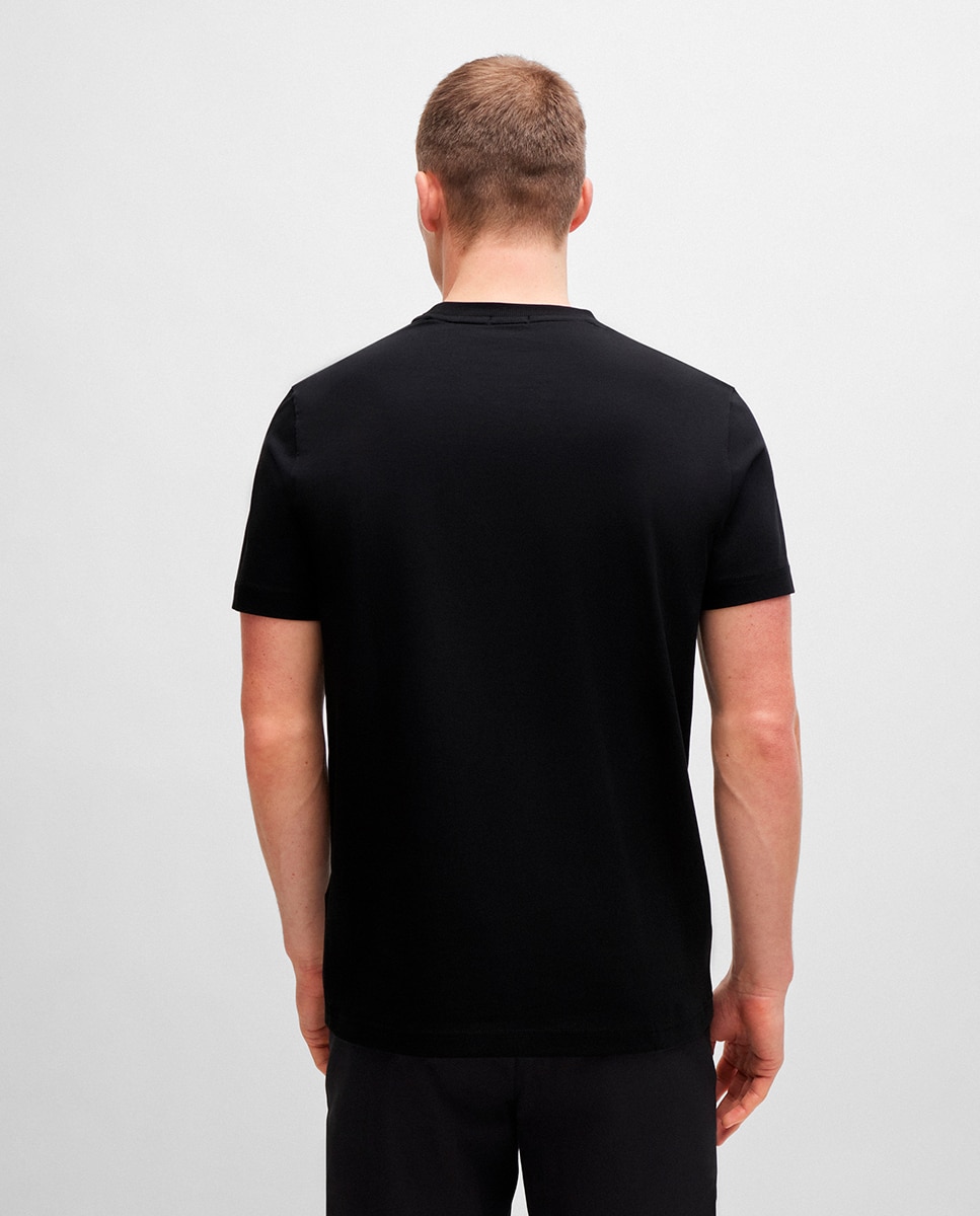 T-shirt Regular Fit de Algodão Elástico com Logótipo em Contraste Preto-2