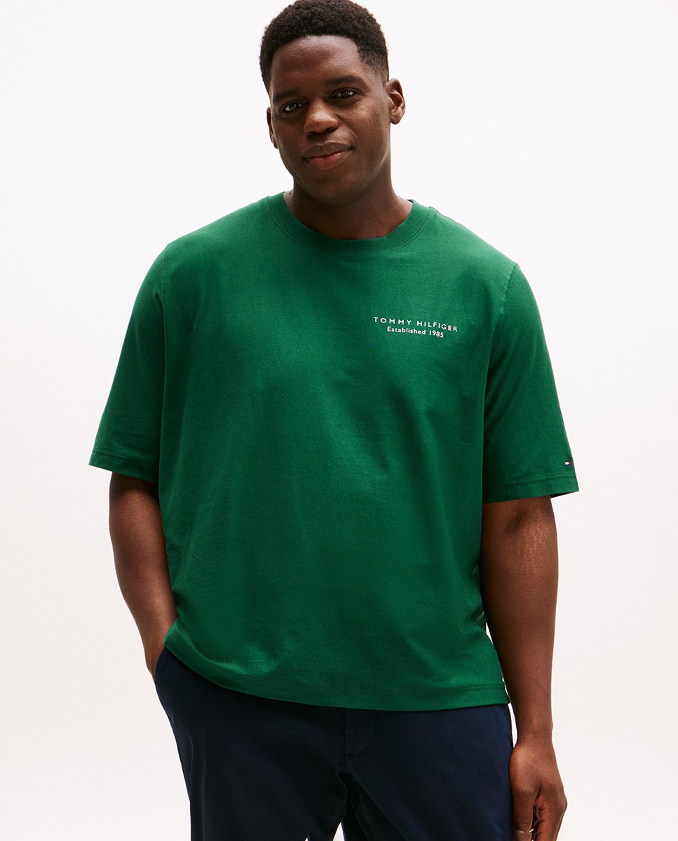 T-shirt de Manga Curta com Decote Redondo Tamanhos Grandes Verde-1