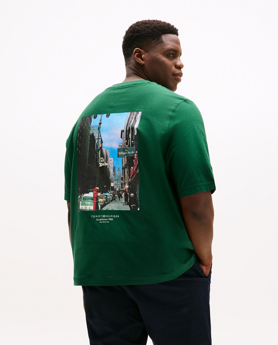 T-shirt de Manga Curta com Decote Redondo Tamanhos Grandes Verde-2
