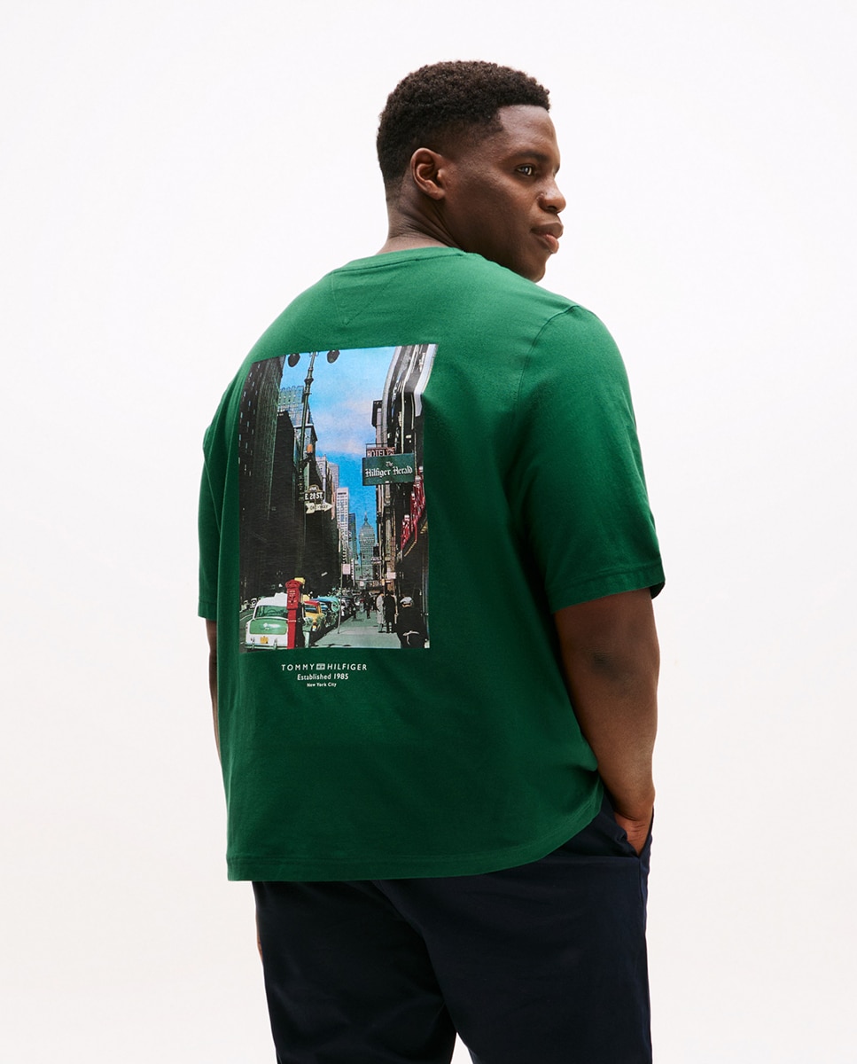 T-shirt de Manga Curta com Decote Redondo Tamanhos Grandes Verde-2