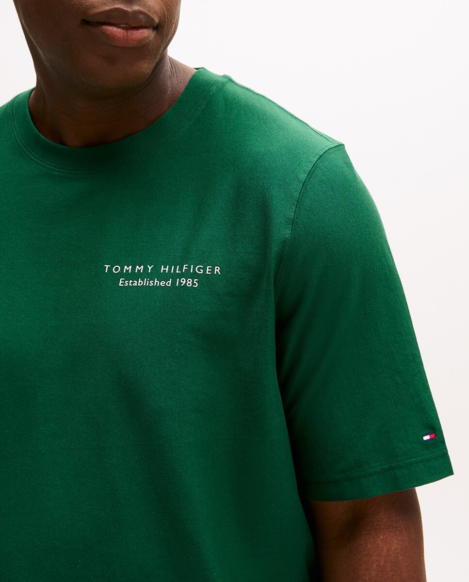 T-shirt de Manga Curta com Decote Redondo Tamanhos Grandes Verde-3