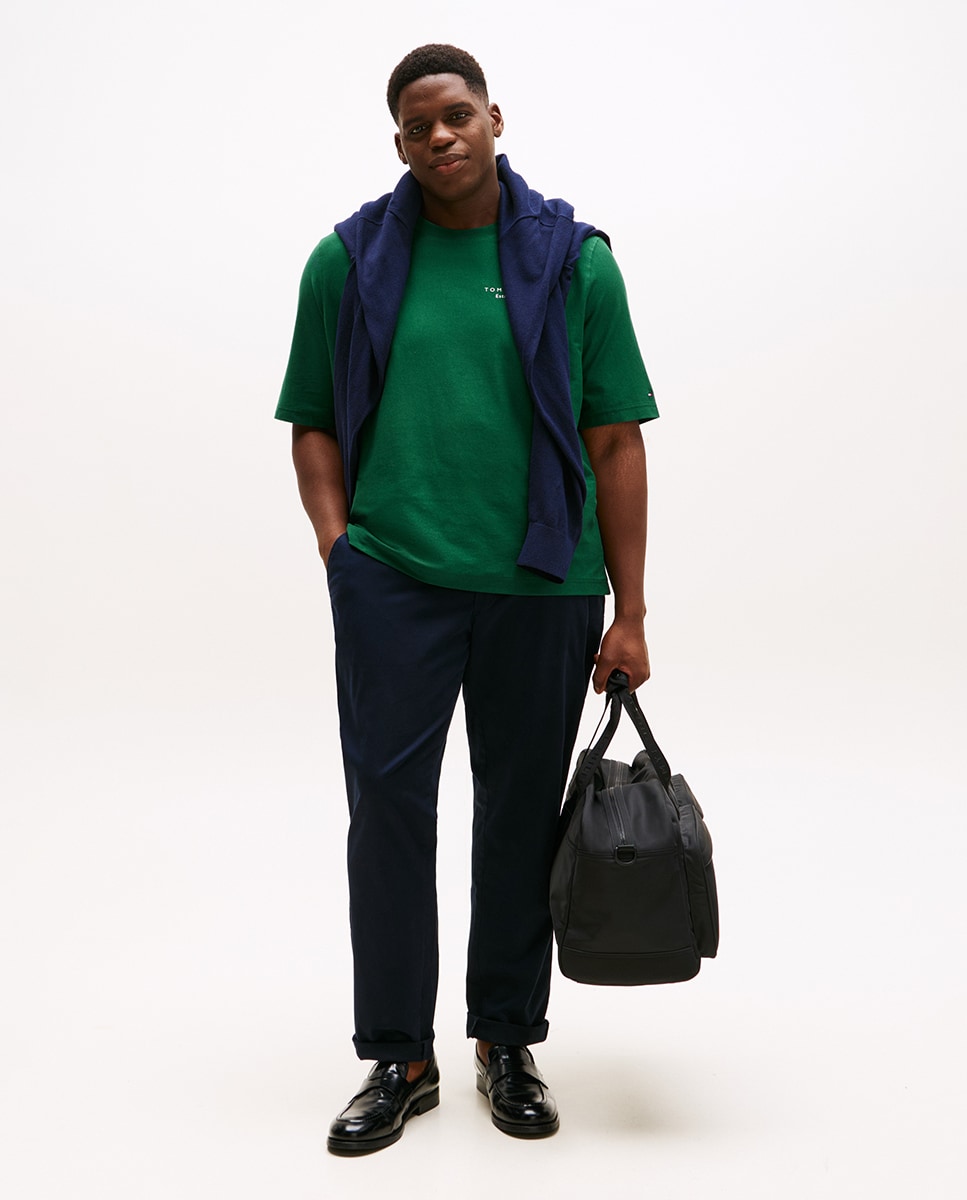 T-shirt de Manga Curta com Decote Redondo Tamanhos Grandes Verde-5