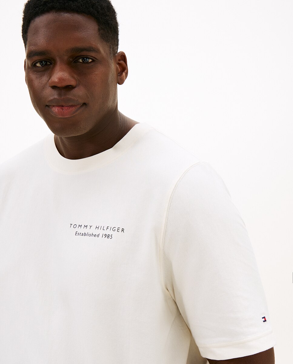 T-shirt de Manga Curta com Decote Redondo Tamanhos Grandes Branco-3