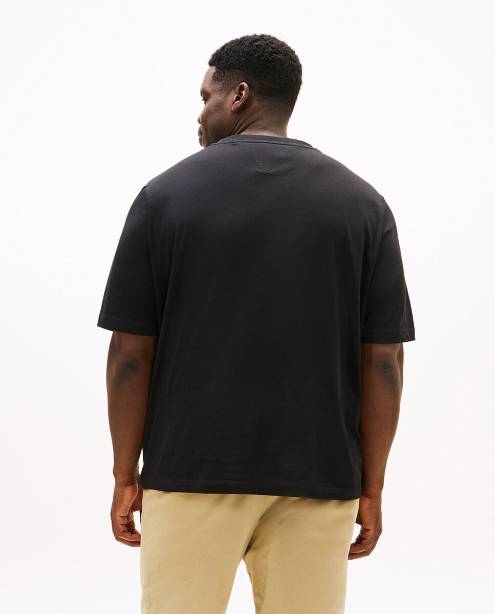 T-shirt de Manga Curta com Decote Redondo Tamanhos Grandes Preto-2
