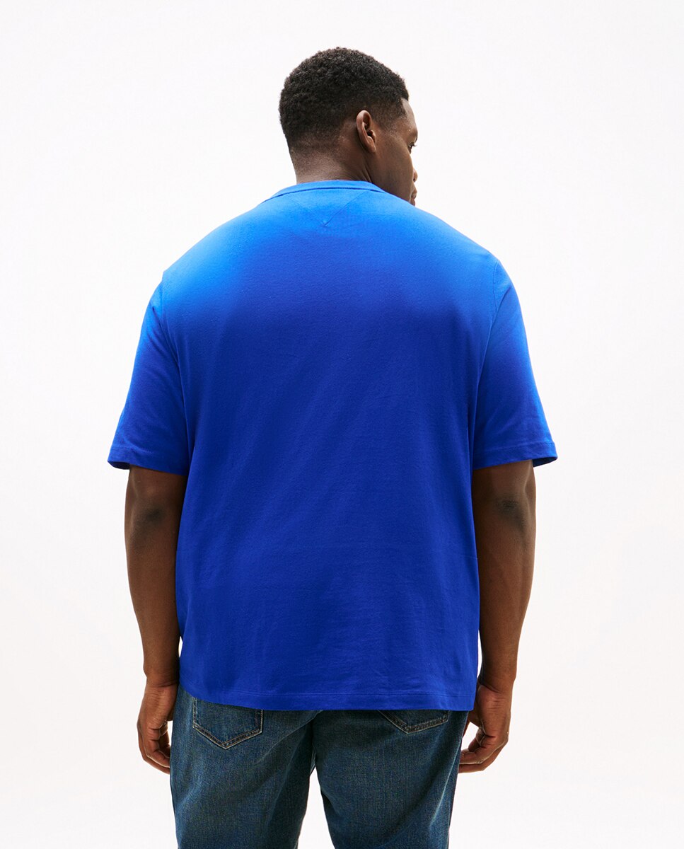 T-shirt de Manga Curta com Decote Redondo Tamanhos Grandes Azul-índigo-2