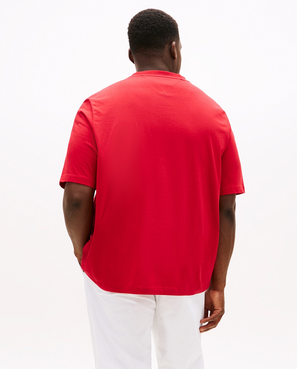 T-shirt de Manga Curta com Decote Redondo Tamanhos Grandes Vermelho-2
