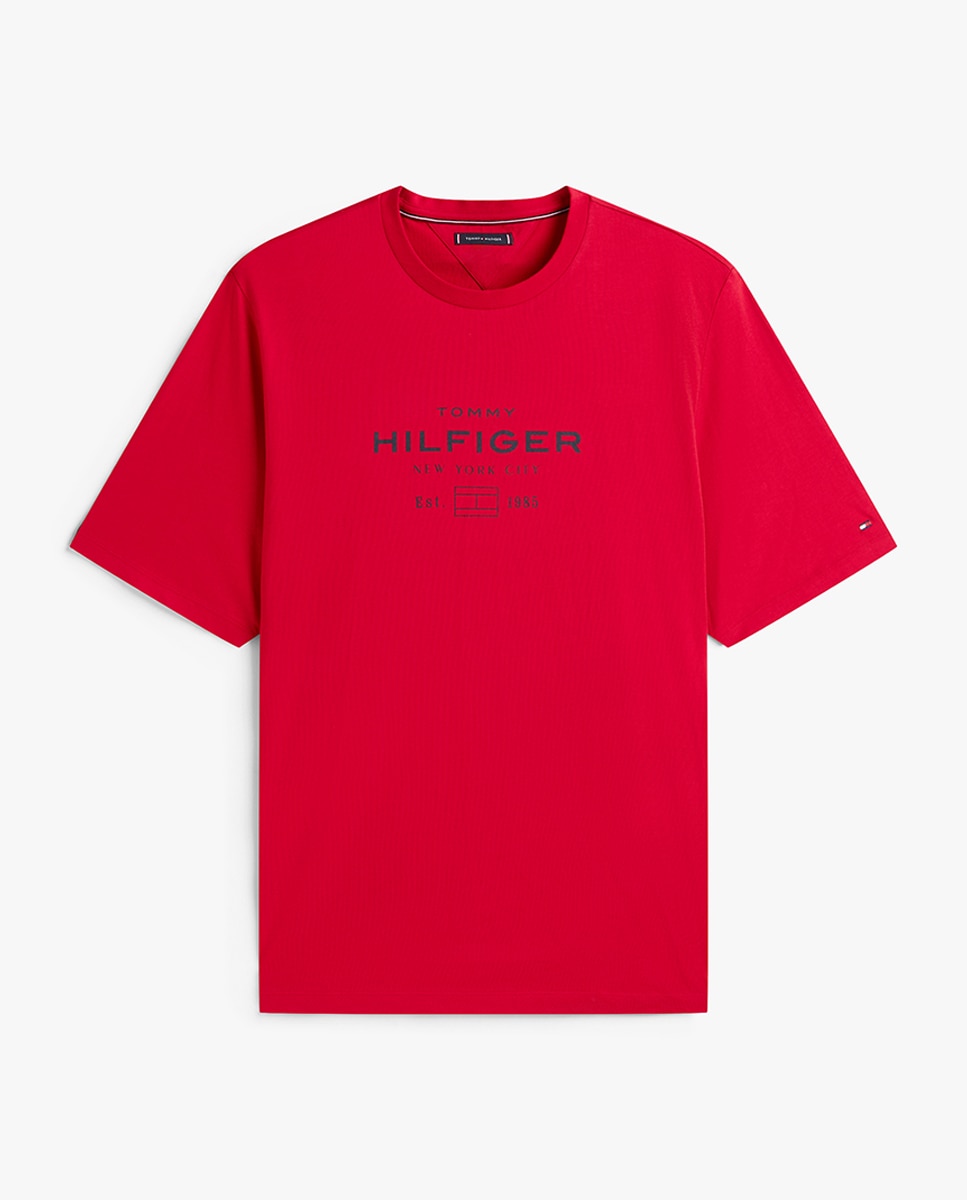 T-shirt de Manga Curta com Decote Redondo Tamanhos Grandes Vermelho-4