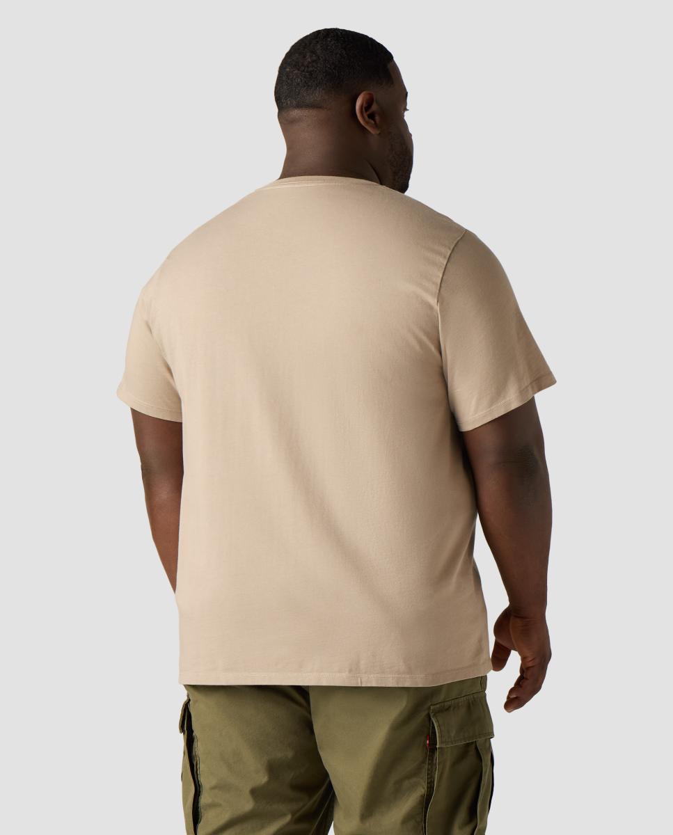 T-shirt de Manga Curta com Gola Redonda. Tamanhos grandes Caqui-2
