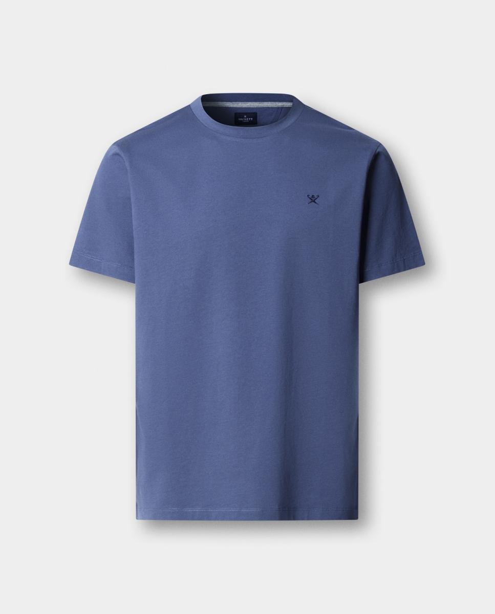 Camiseta de hombre de manga corta con logo bordado tallas grandes - Hackett - Azul Azul-1