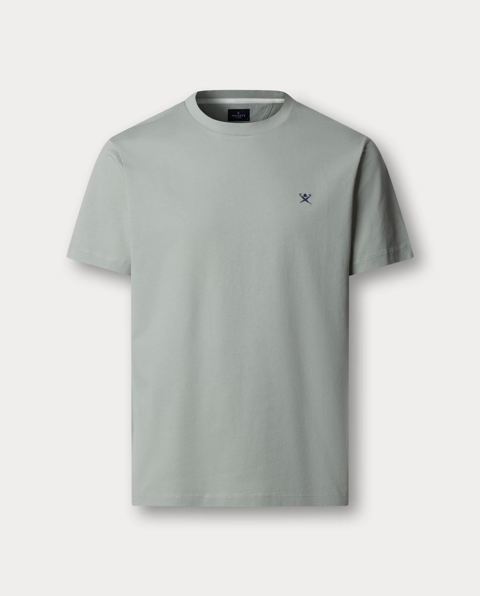 T-shirt de Manga Curta com Logótipo Bordado Tamanhos Grandes Verde Água-4