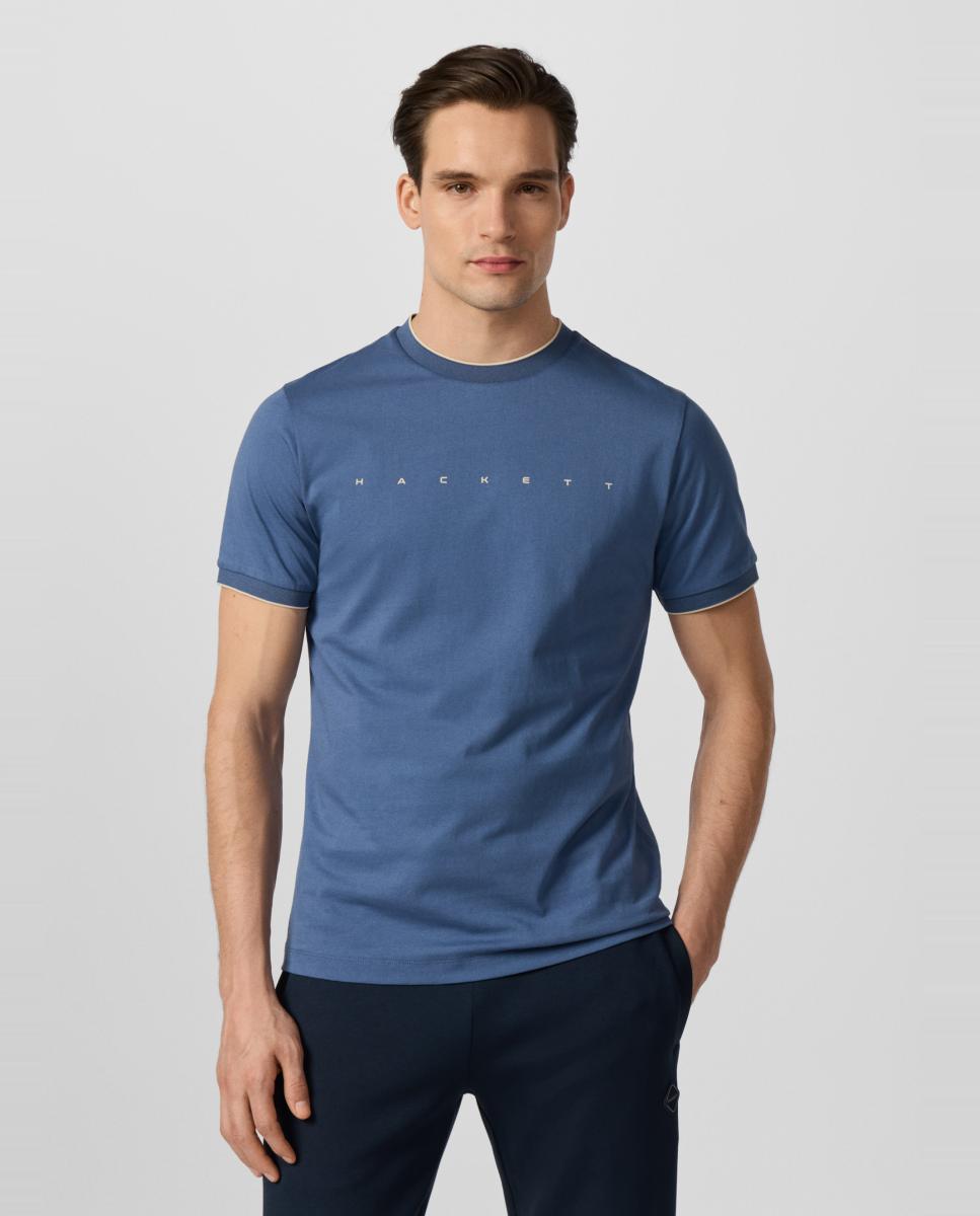 Camiseta de hombre manga corta con logo tallas grandes - Hackett - Azul índigo Azul índigo-1