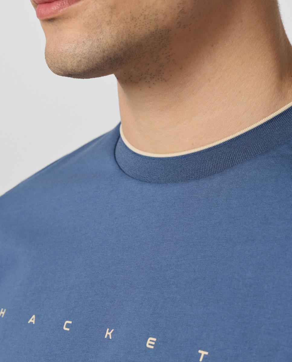 Camiseta de hombre manga corta con logo tallas grandes - Hackett - Azul índigo Azul índigo-3