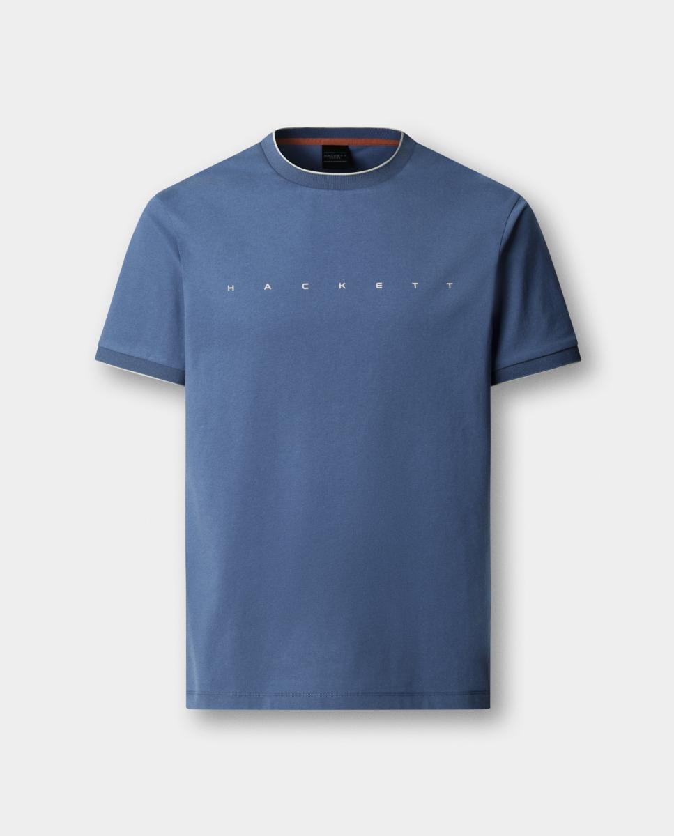 Camiseta de hombre manga corta con logo tallas grandes - Hackett - Azul índigo Azul índigo-4
