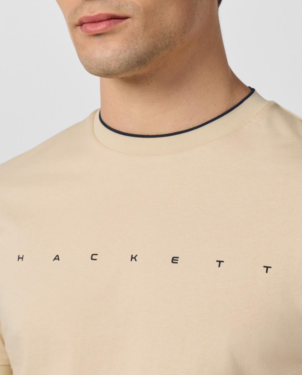 Camiseta de hombre manga corta con logo tallas grandes - Hackett - Beige Beige-3
