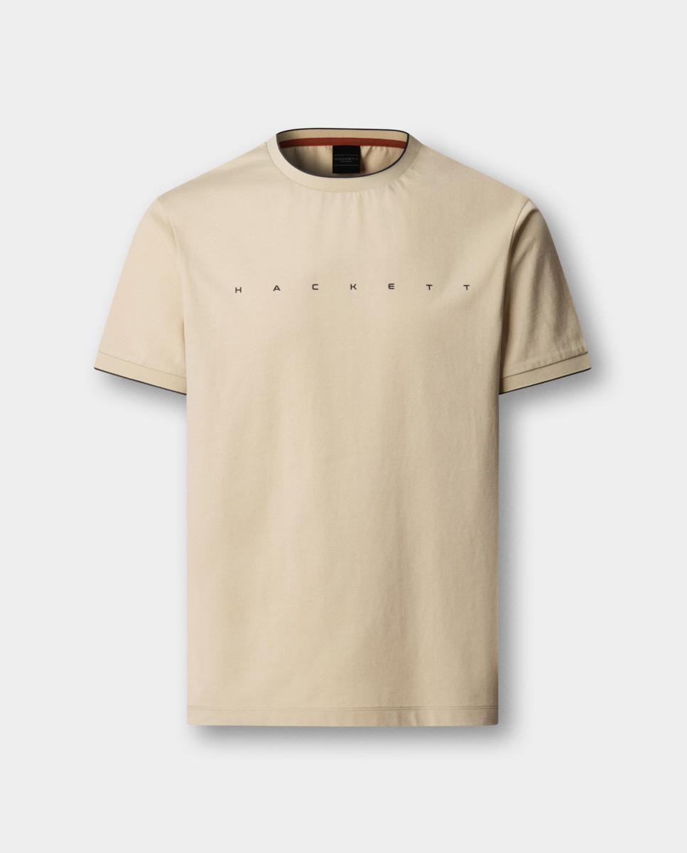 Camiseta de hombre manga corta con logo tallas grandes - Hackett - Beige Beige-4