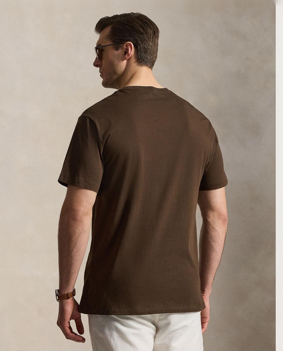 T-shirt de Homem de Malha Regular Fit, Tamanhos Grandes Castanho-chocolate-3