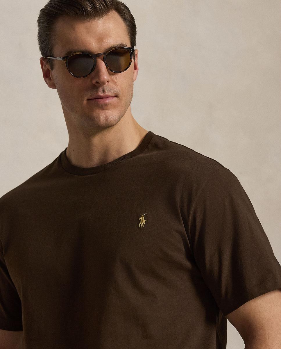 T-shirt de Homem de Malha Regular Fit, Tamanhos Grandes Castanho-chocolate-4