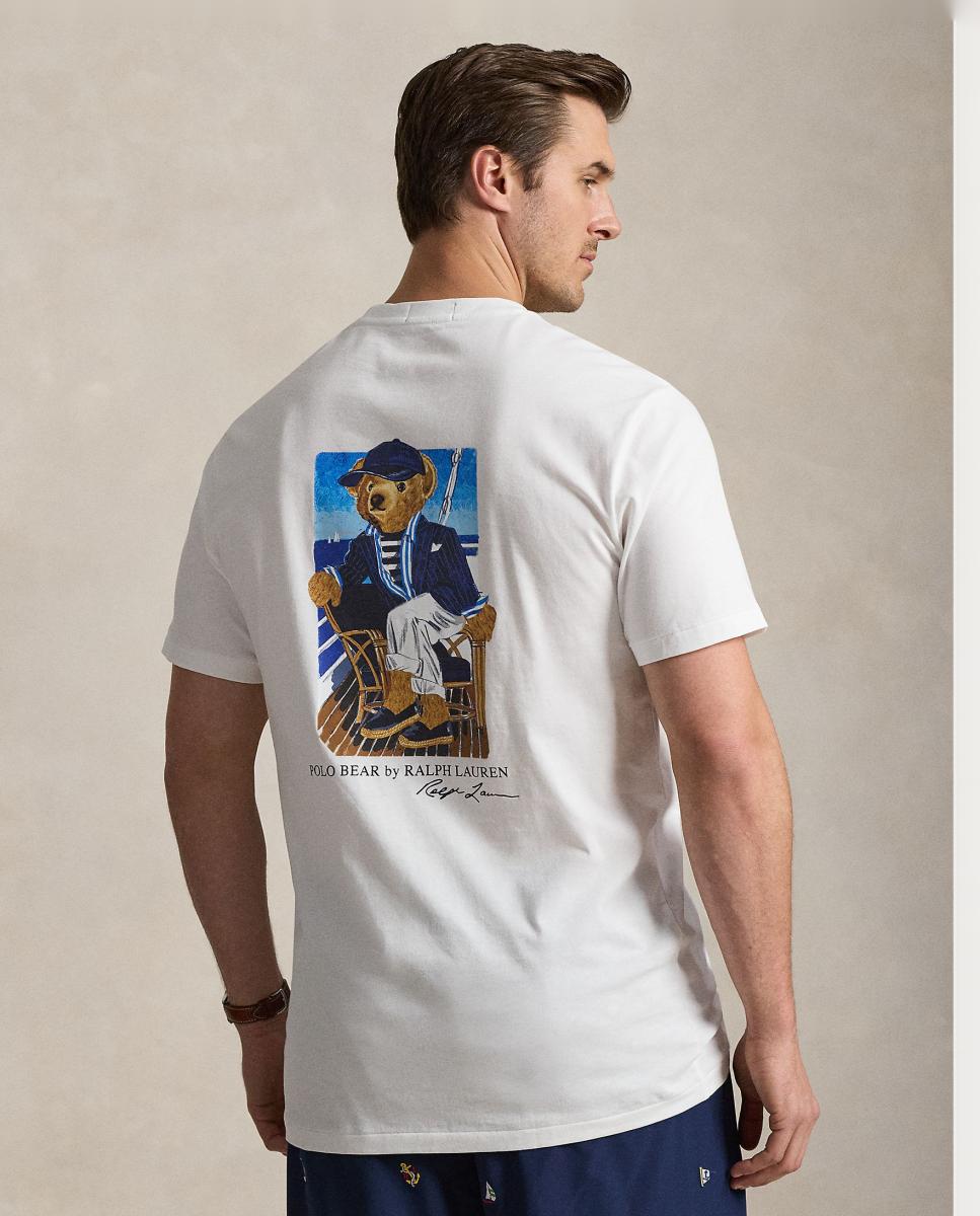 T-shirt de Homem em Algodão com Bolso Polo Bear, Tamanhos Grandes Branco-3