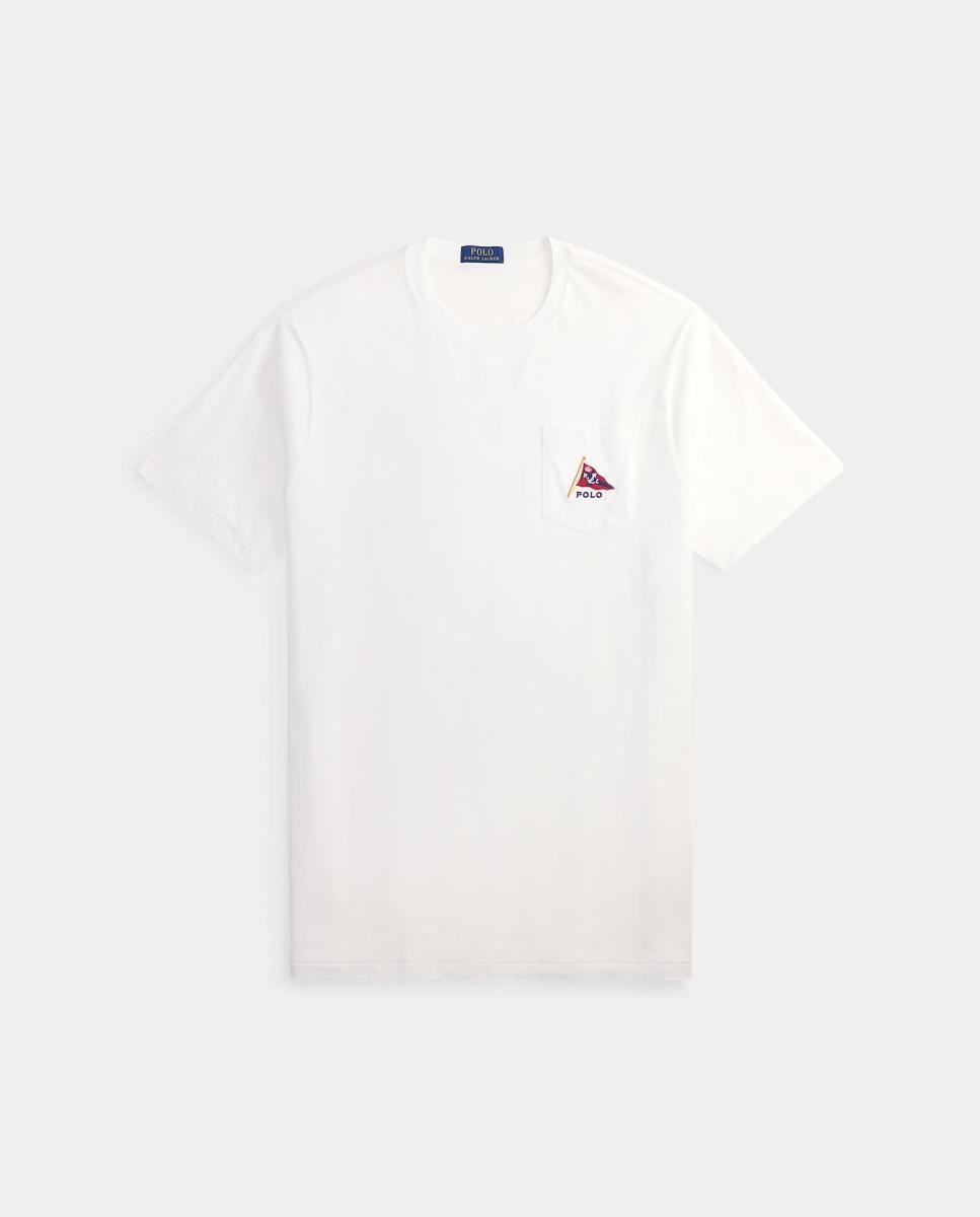 T-shirt de Homem em Algodão com Bolso Polo Bear, Tamanhos Grandes Branco-5