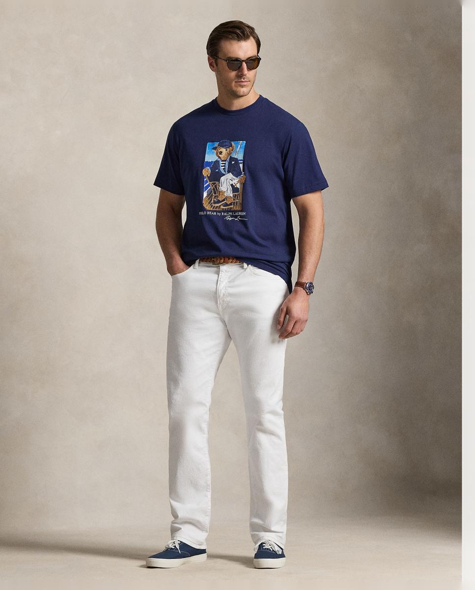 T-shirt Tamanhos Grandes com Polo Bear e em Algodão Azul-marinho-6