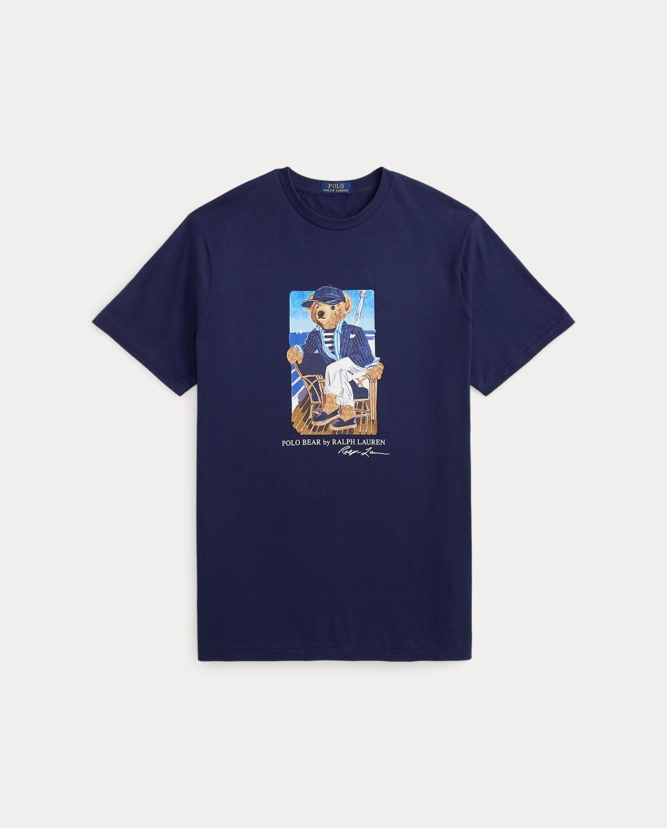 T-shirt Tamanhos Grandes com Polo Bear e em Algodão Azul-marinho-5