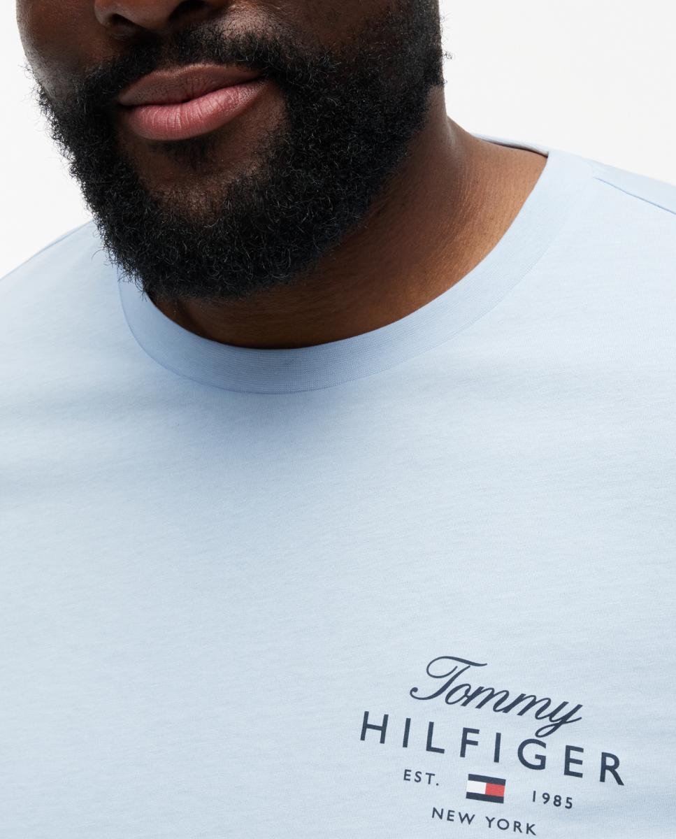 Camiseta de hombre de manga corta lisa tallas grandes - Tommy Hilfiger - Azul claro Azul claro-3