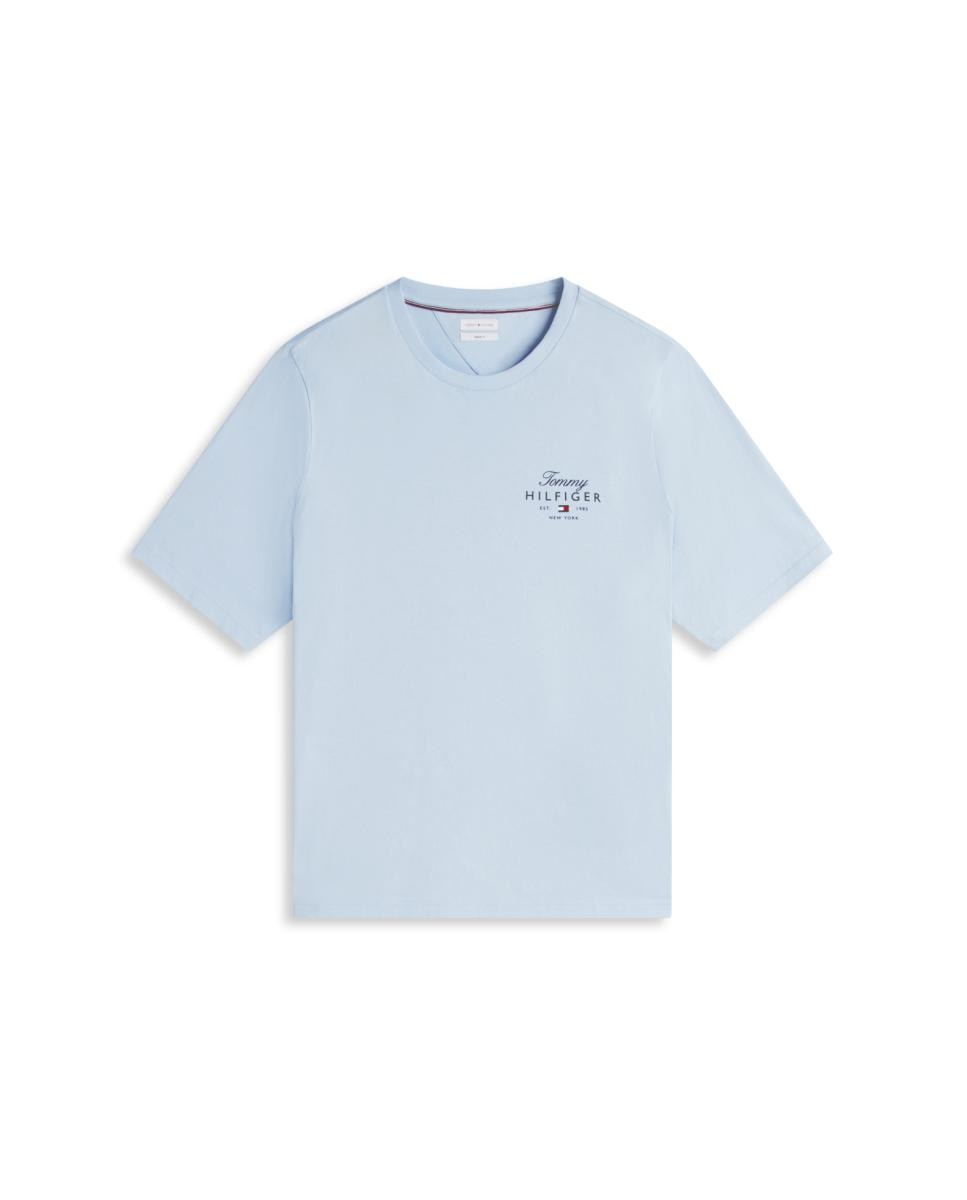 Camiseta de hombre de manga corta lisa tallas grandes - Tommy Hilfiger - Azul claro Azul claro-4