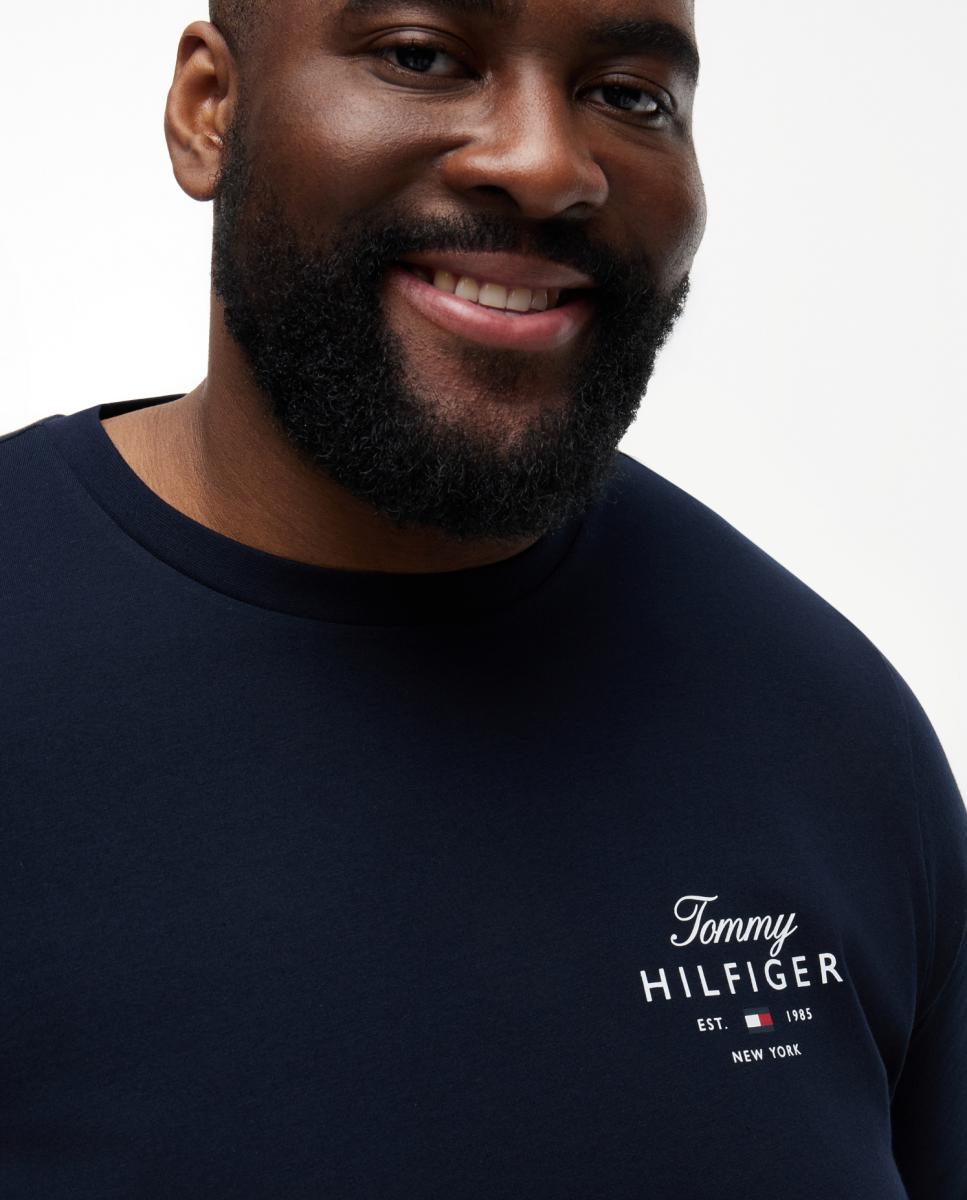 Imagen 3 de Camiseta de hombre de manga corta lisa tallas grandes - Tommy Hilfiger - Azul marino Azul marino